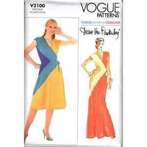 Vogue V2100 Misses 6-14 Diane Von Furstenberg 1980s Design Dress Sewing Pattern